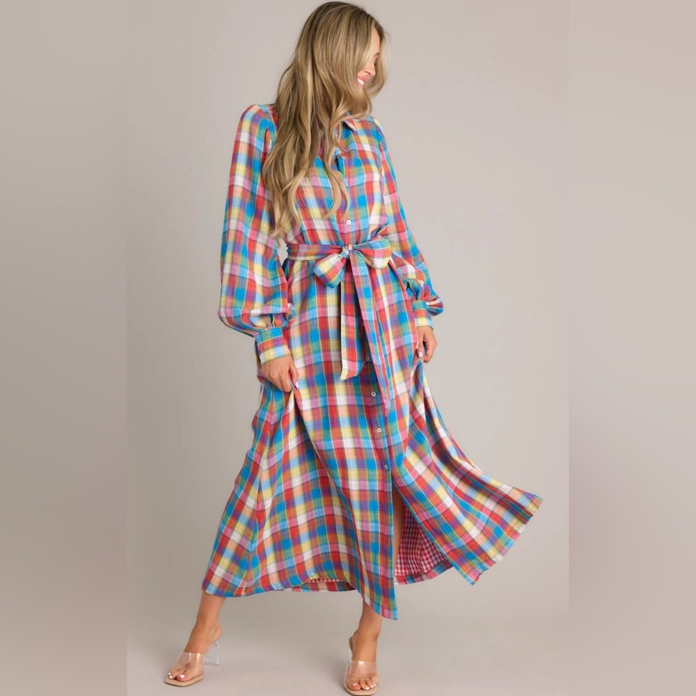NWT Aura Plaid Button-down Dress